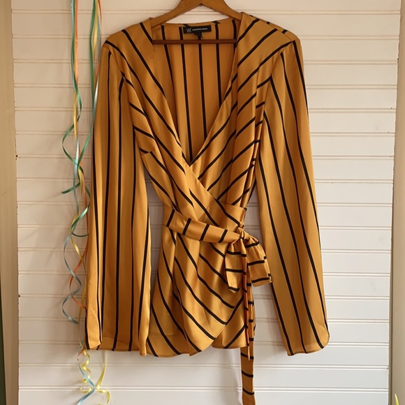 INC International Concepts Tops - INC INT’L CONCEPTS | MUSTARD WRAP AROUND BLOUSE
